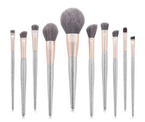 10 Piece Silver Shimmer Pro Sleek Brush Set - MQO 25 pcs