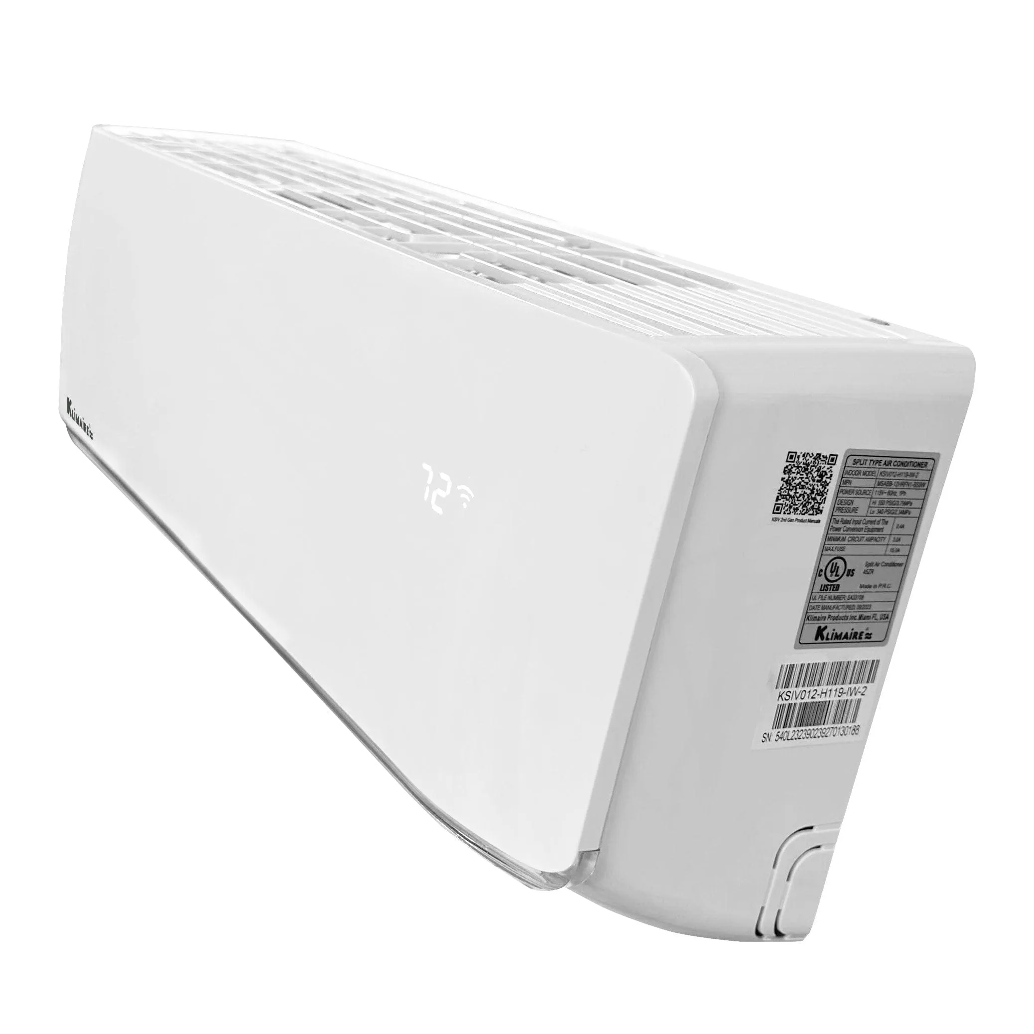 18,000 Btu Klimaire 19 SEER2 220V Wall-mounted Ductless Mini-split Air Conditioner Heat Pump WiFi works with Alexa®