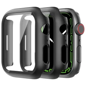 2Pcs Apple Watch (45mm) cover with tempered glass - Black