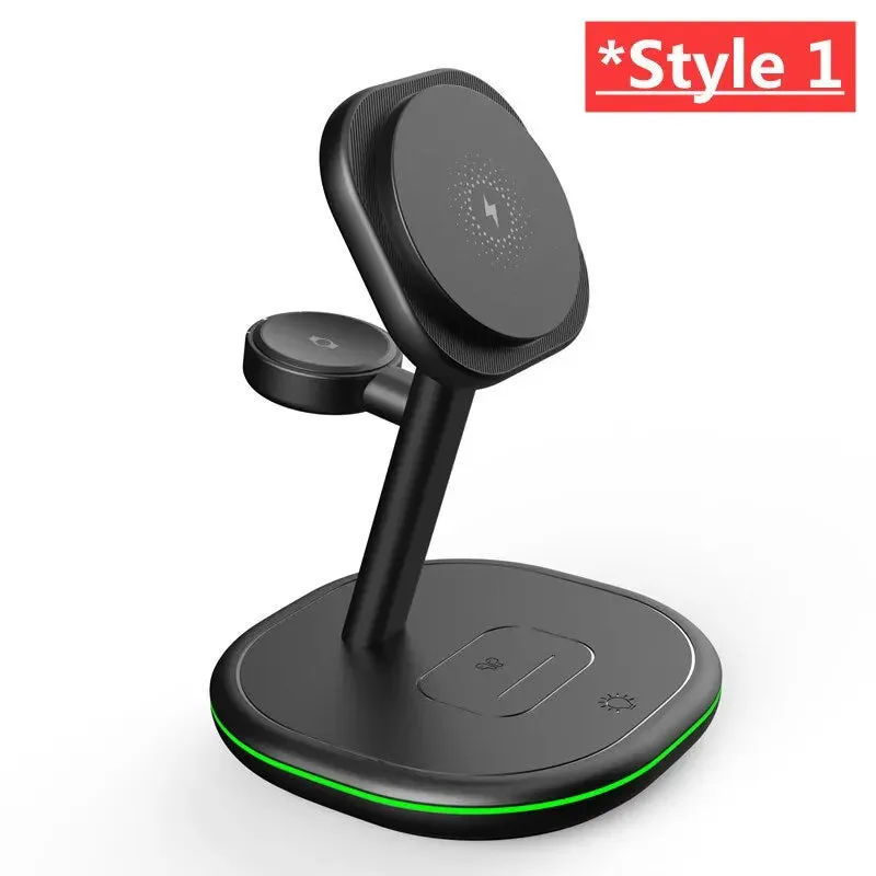 3 in 1 Magnetic Wireless Charger Stand Pad 15W Fast Charging Station Dock for iPhone 14 13 12 Pro Max Mini IWatch 8 7 6 Airpods