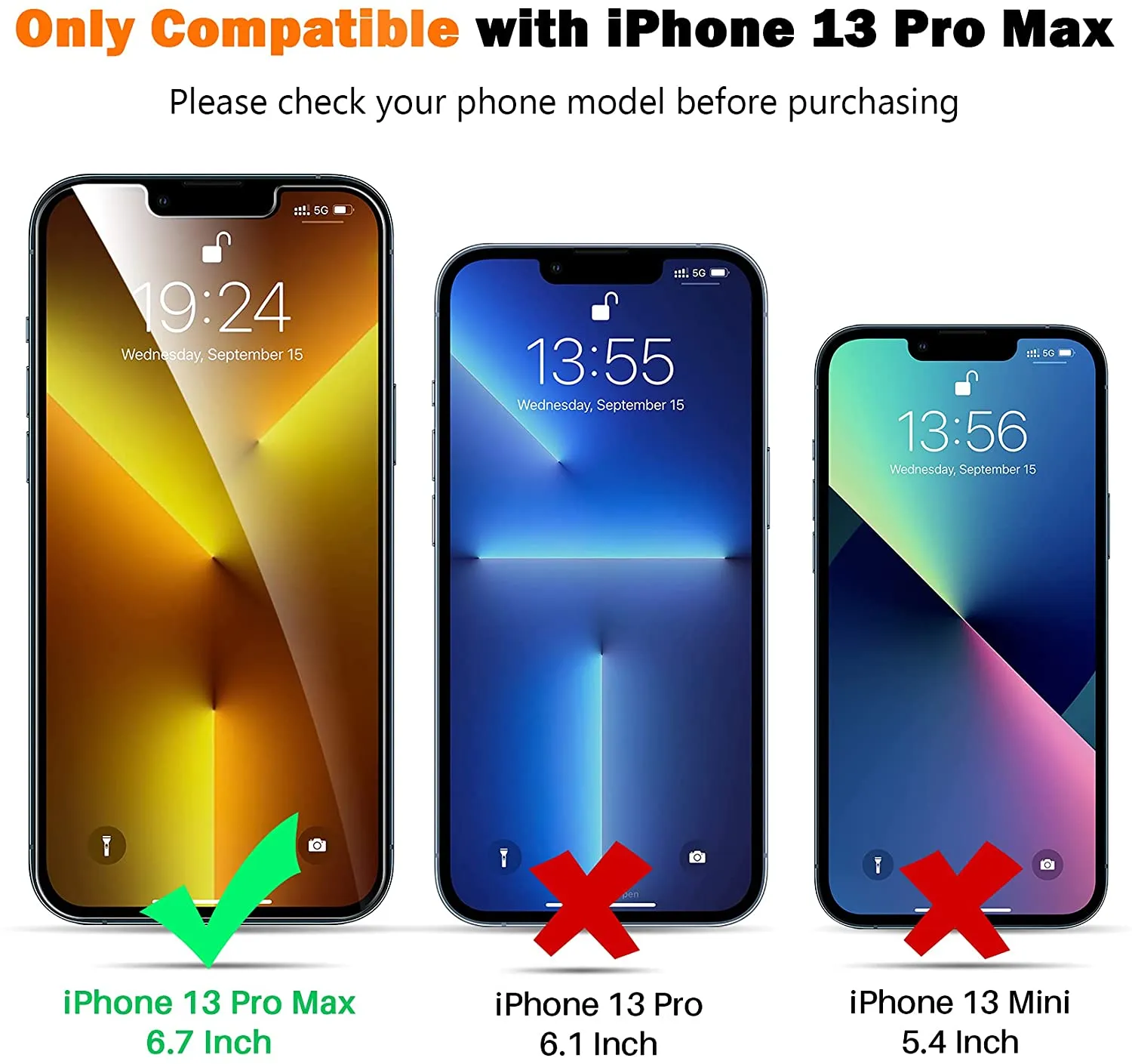 6 Pack Screen Protector Compatible for iPhone 13 Pro Max