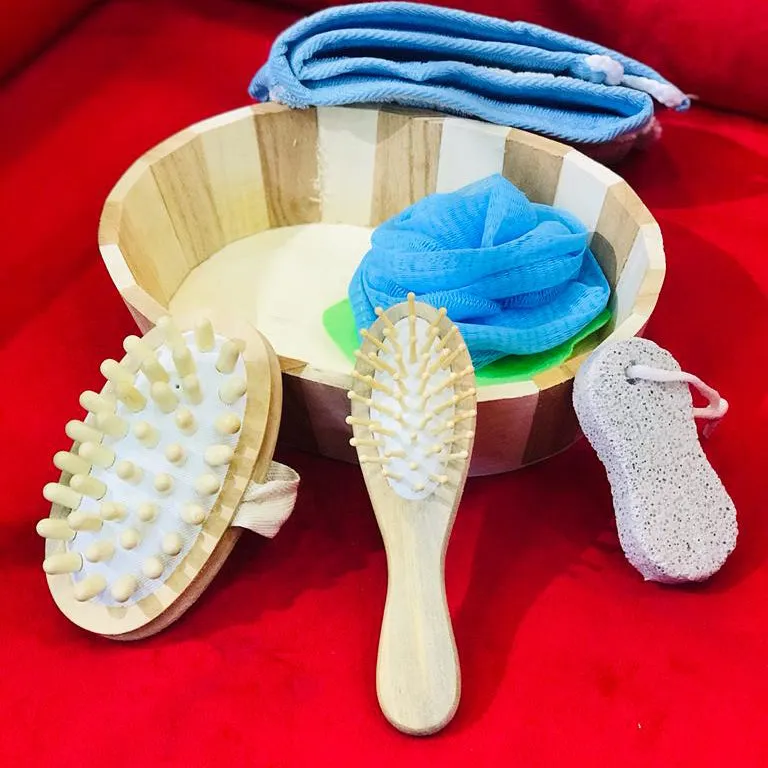 6-Pcs Bamboo Bath Set