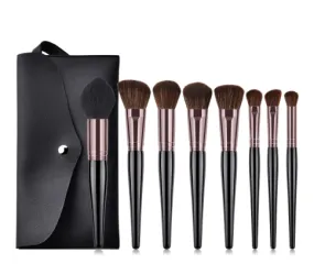 8 Piece Black   Rose Pro Sleek Brush Set - MQO 25 pcs