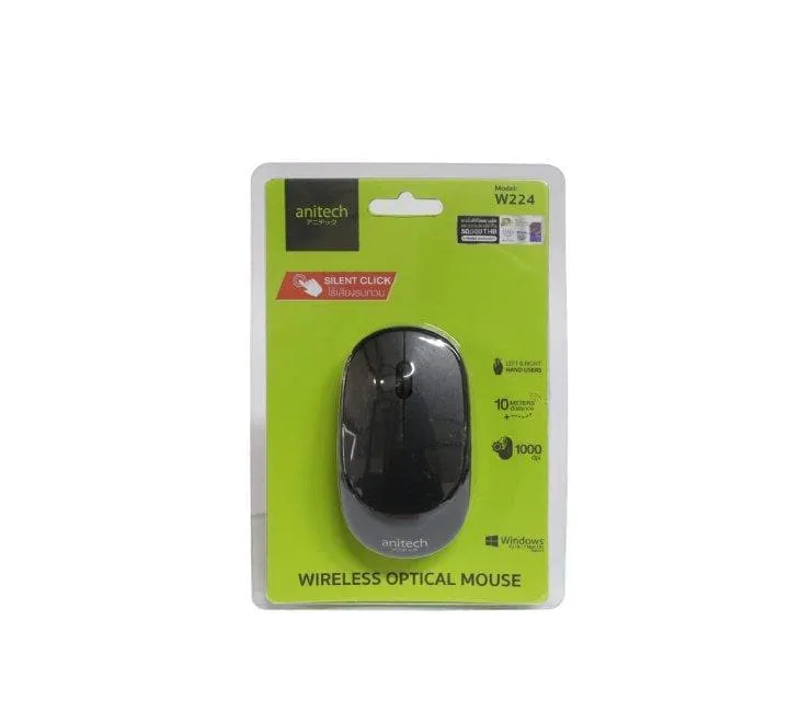 Anitech W224BK Wireless Silent Optical Mouse (Black)