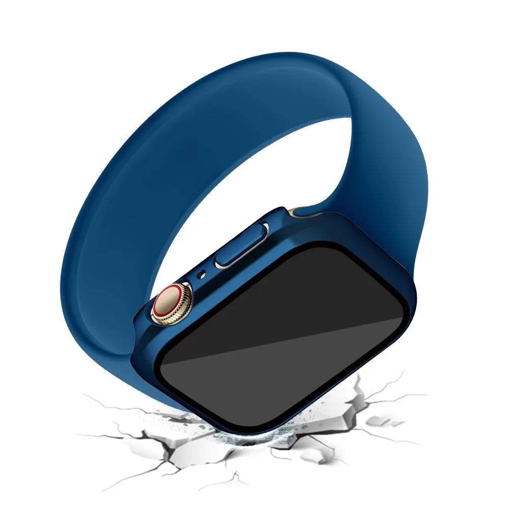 Apple Watch (45mm) electroplating cover with tempered glass - Dark Blue