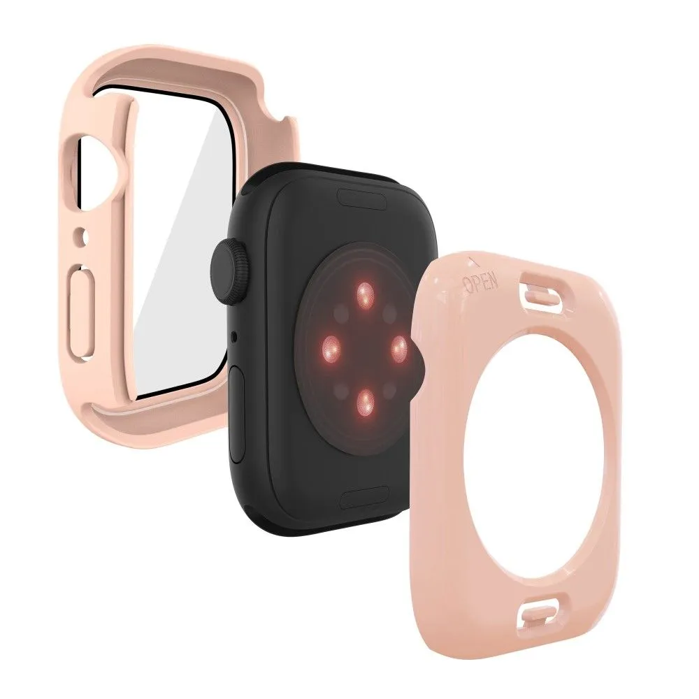 Apple Watch (45mm) elegant cover with built-in tempered glass - Pink