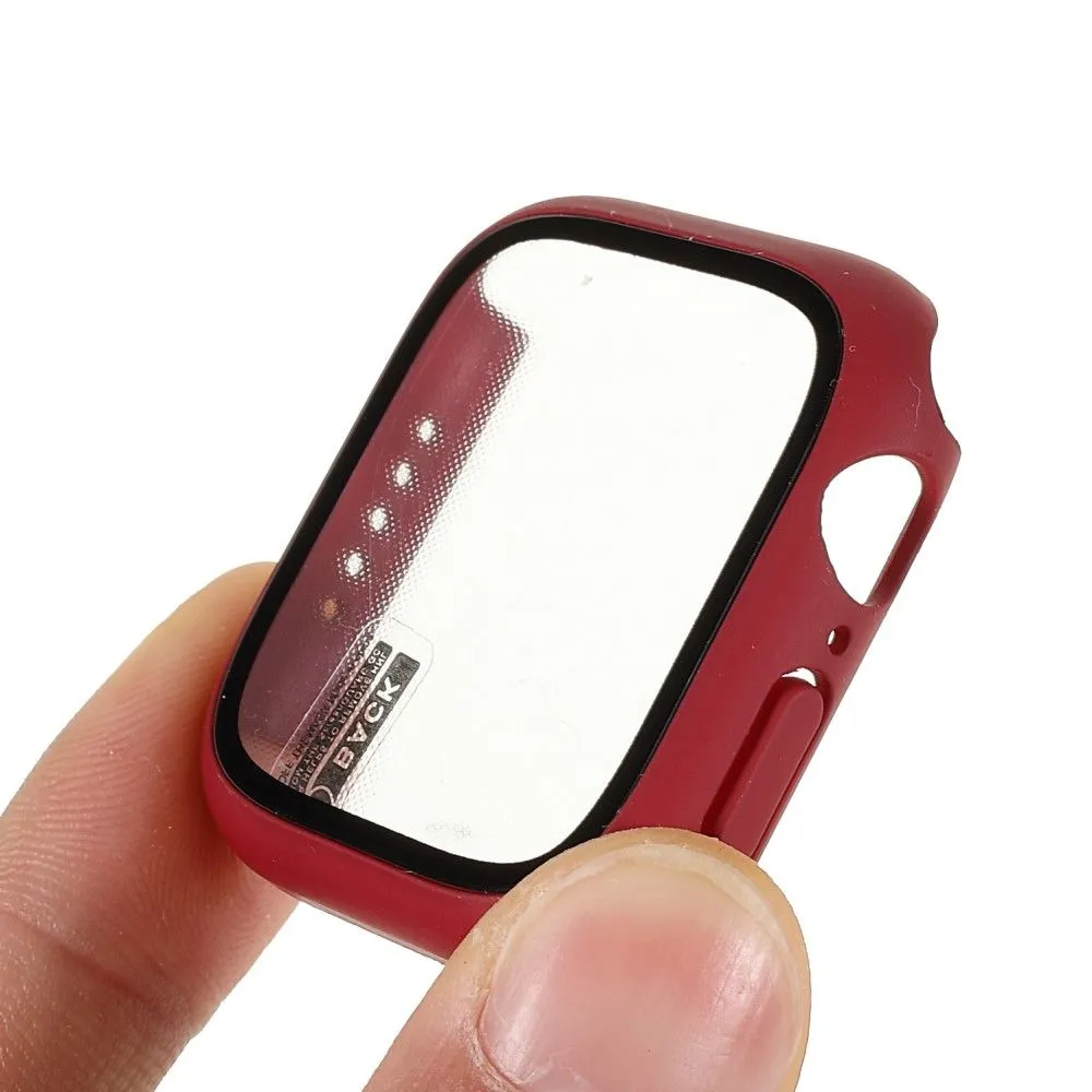 Apple Watch (45mm) matte cover with tempered glass - Wine Red