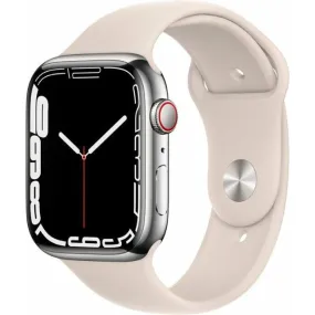 Apple Watch Series 7 (GPS   Cellular) 45mm Silver Stainless Steel Case with Starlight Sport Band