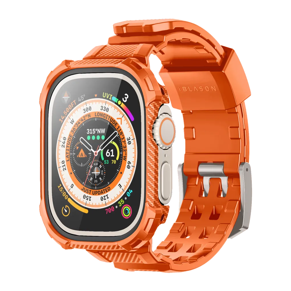 Apple Watch Ultra 49mm Armorbox Case with Tempered Glass Screen Protectors  - Orange