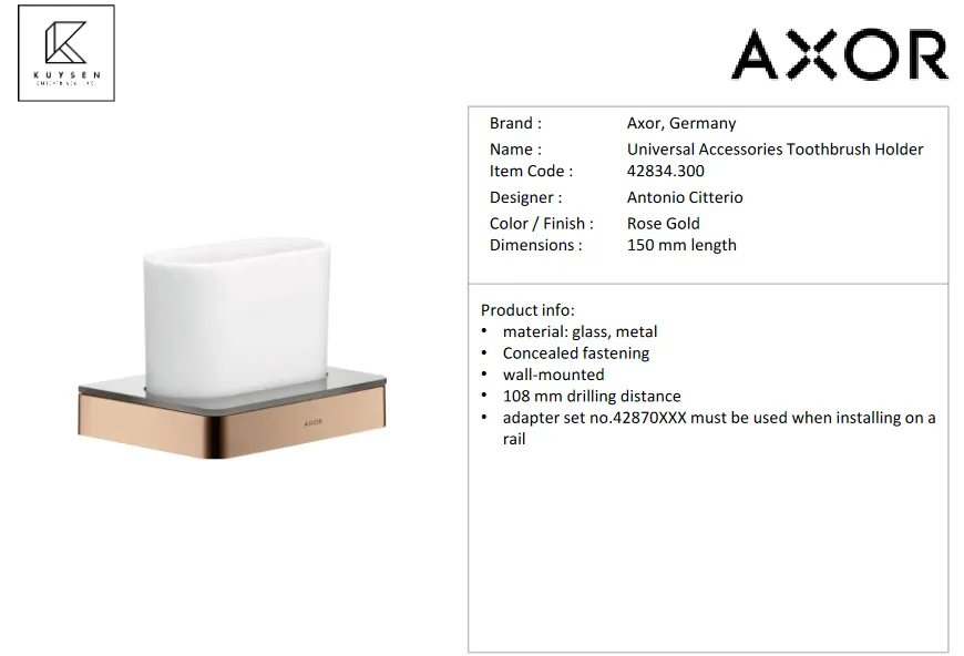 Axor Universal toothbrush holder rose gold 42834.300