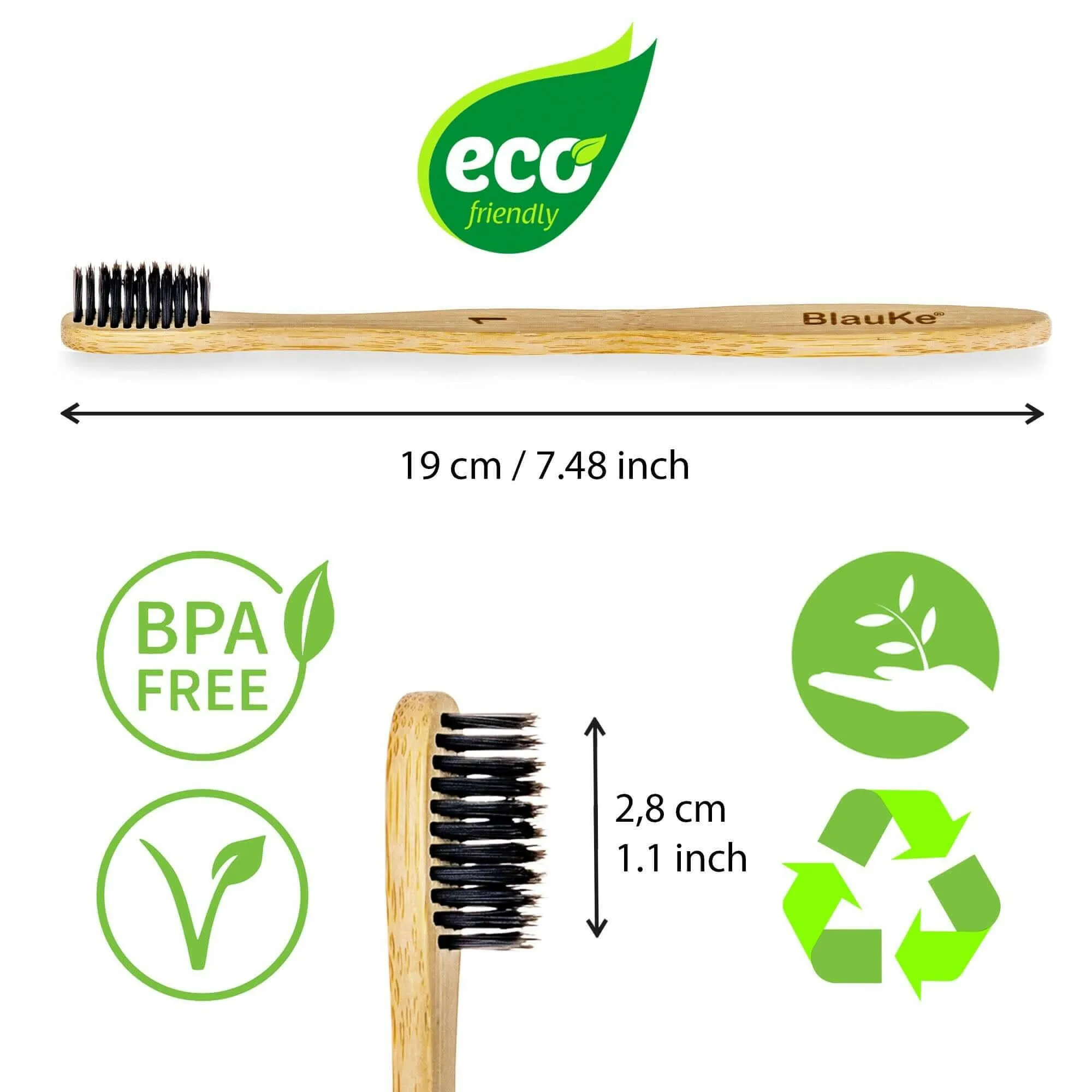 Bamboo Toothbrush Set 4-Pack - Bamboo Toothbrushes with Soft Bristles