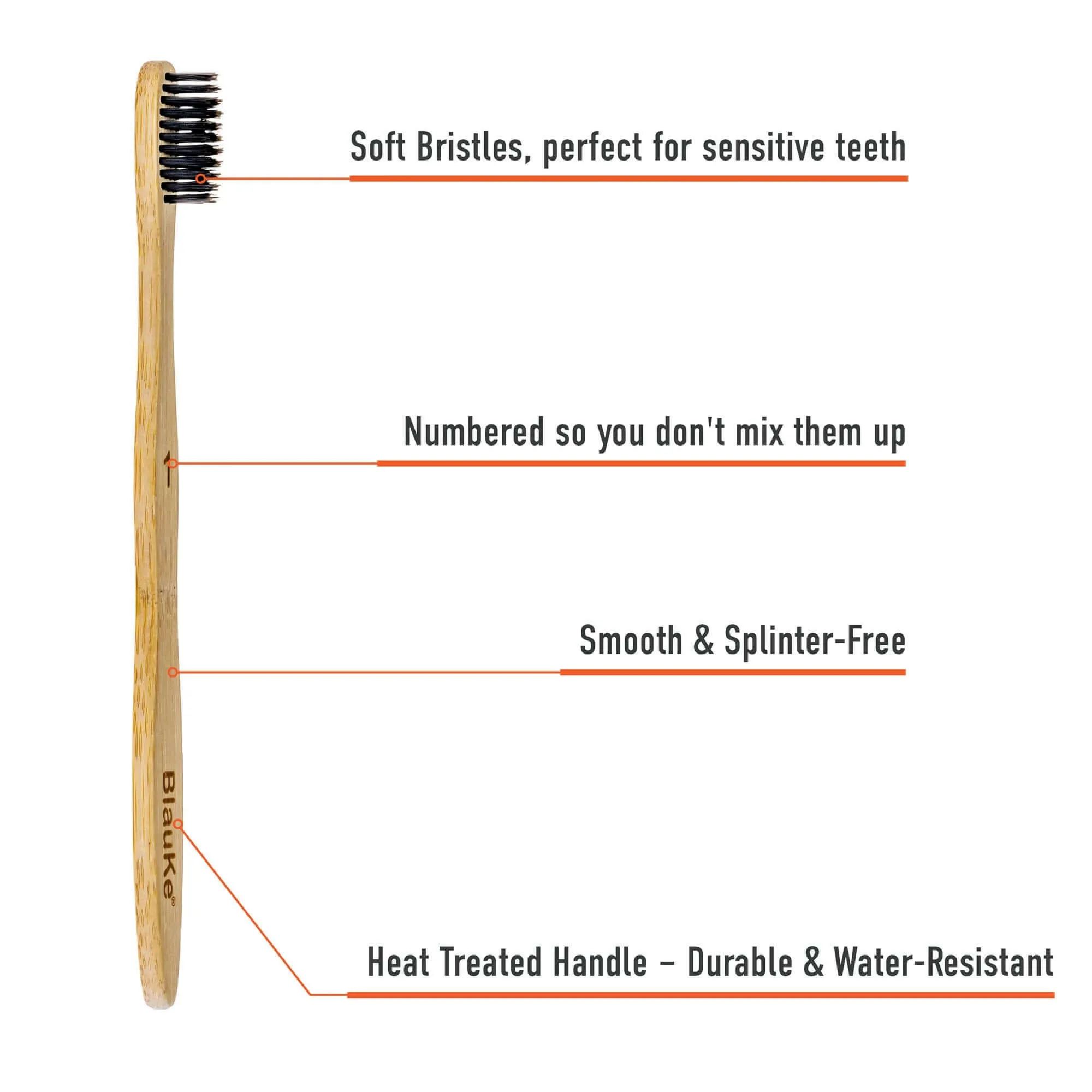 Bamboo Toothbrush Set 4-Pack - Bamboo Toothbrushes with Soft Bristles