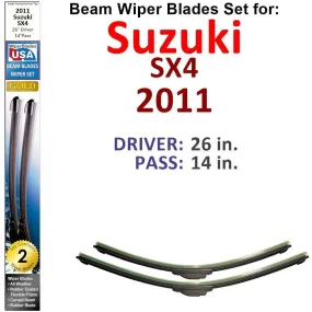 Beam Wiper Blades for 2011 Suzuki SX4 (Set of 2)