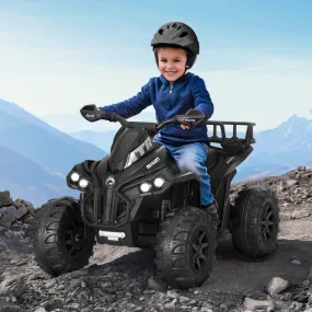 Black 12V Kids Ride On ATV, Music, USB, Storage - Rigo