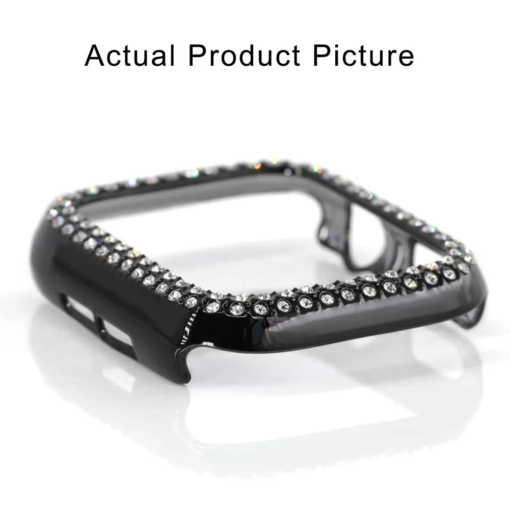 Bling Diamond Hard Pc Case Cover for Apple iWatch 44mm- Black