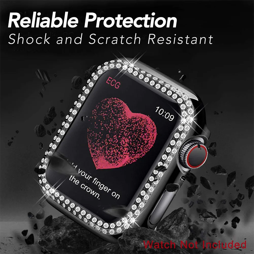 Bling Diamond Hard Pc Case Cover for Apple iWatch 44mm- Black