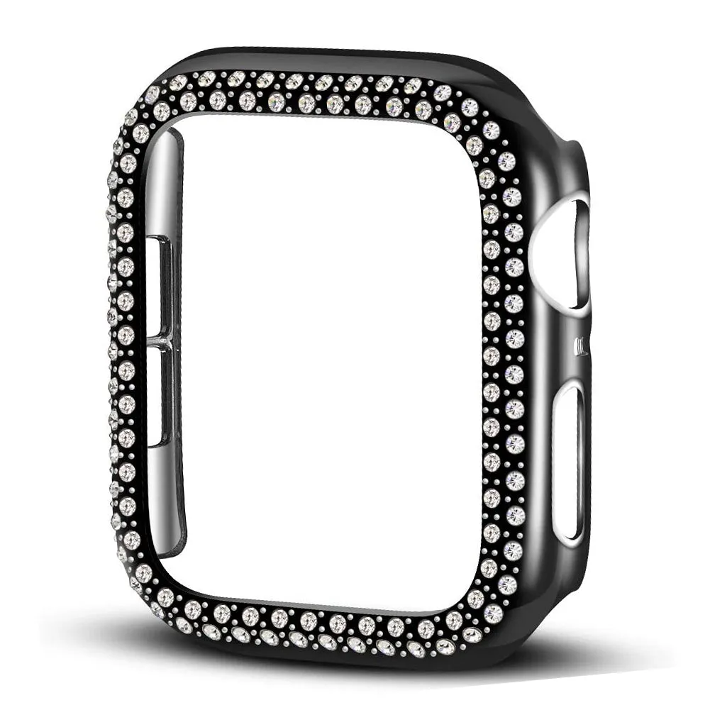 Bling Diamond Hard Pc Case Cover for Apple iWatch 44mm- Black