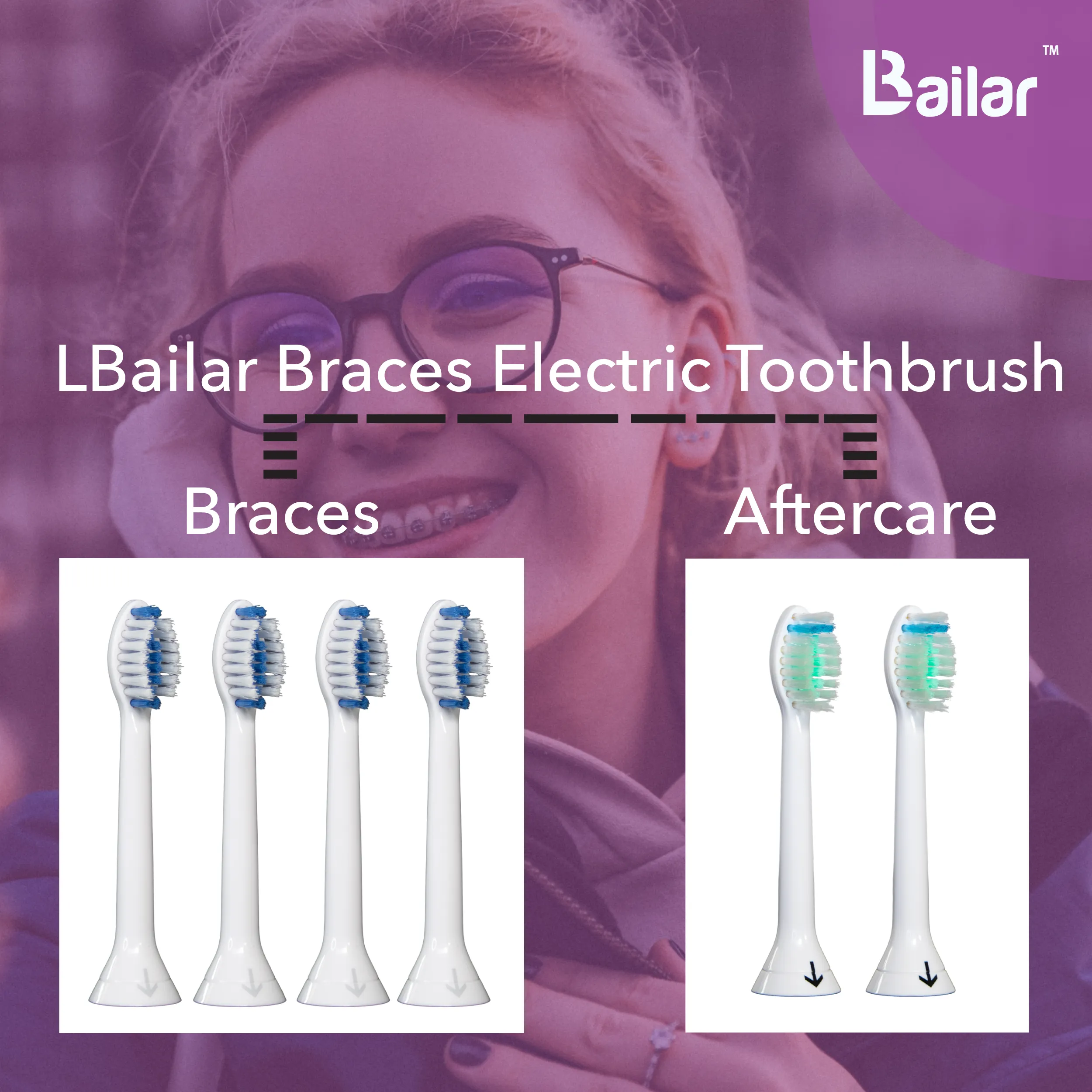 Braces Toothbrush Rechargeable With 4 Heads Bonus 2 AFTERCARE