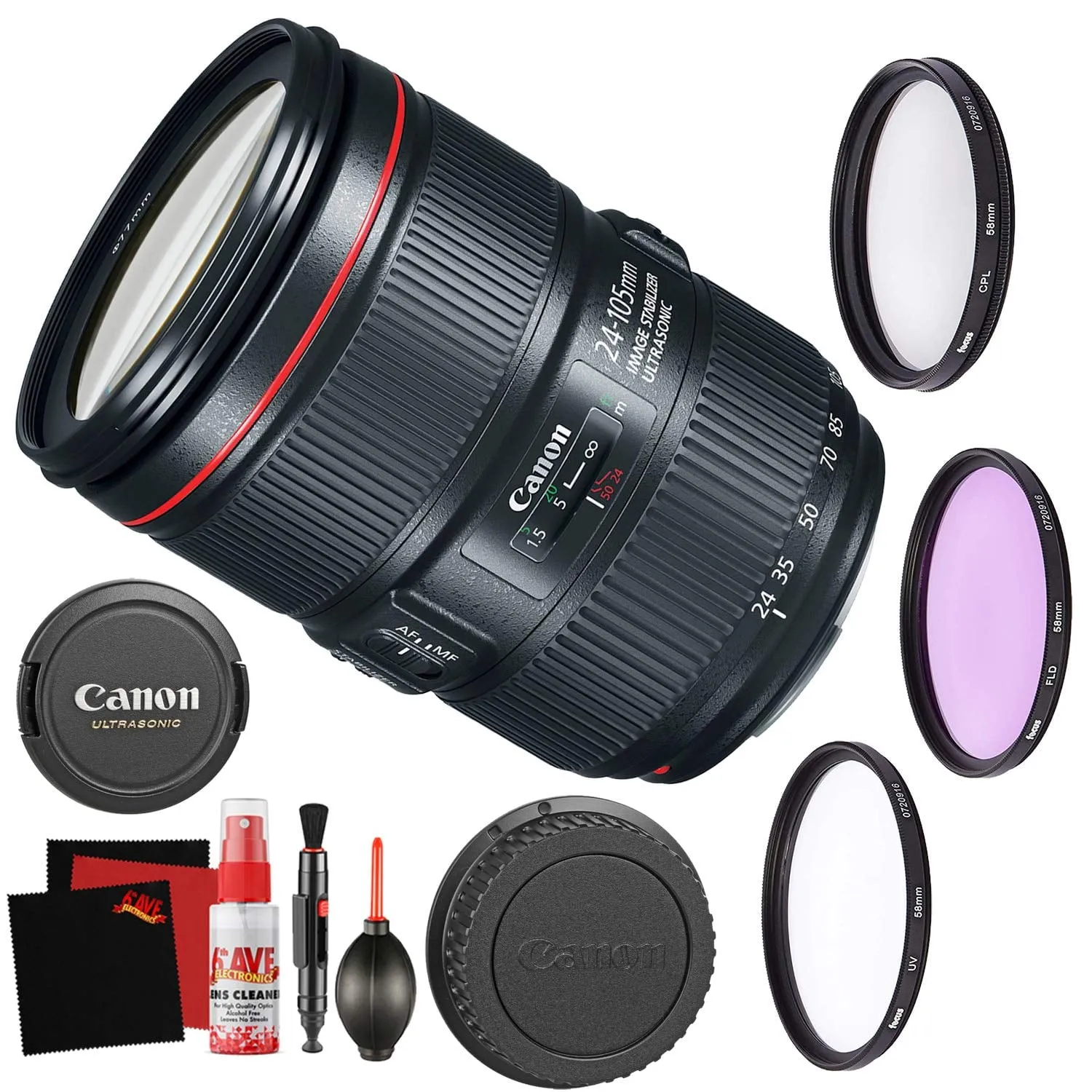 Canon EF 24-105mm f/4L is II USM Lens Accessory Bundle International Model