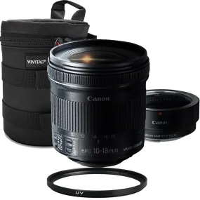 Canon EF-S 10-18mm f/4.5-5.6 IS STM Lens with EF-M Adapter for Canon EOS M50 M200 M3 M6