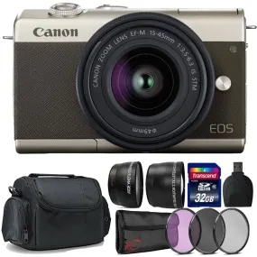 Canon EOS M200 Mirrorless Digital Camera Gold Limited Edition with 15-45mm Lens   Filter Accessory Kit