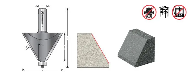 Chamfer Router Bit | 30°x 2 17⁄32 Dia x 3⁄4 x 1⁄2" Shank | 57258 | 738685572580