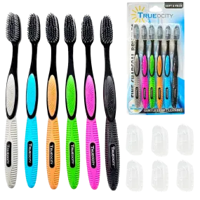 Charcoal Toothbrush, Natural Teeth Whitening Solution - 6 Pack