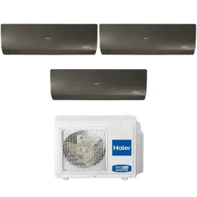 Climatizzatore Condizionatore Haier Trial Split Inverter serie FLEXIS PLUS BLACK 7 7 15 con 3U70S2SR3FA R-32 Wi-Fi Integrato Colore Nero 7000 7000 15000