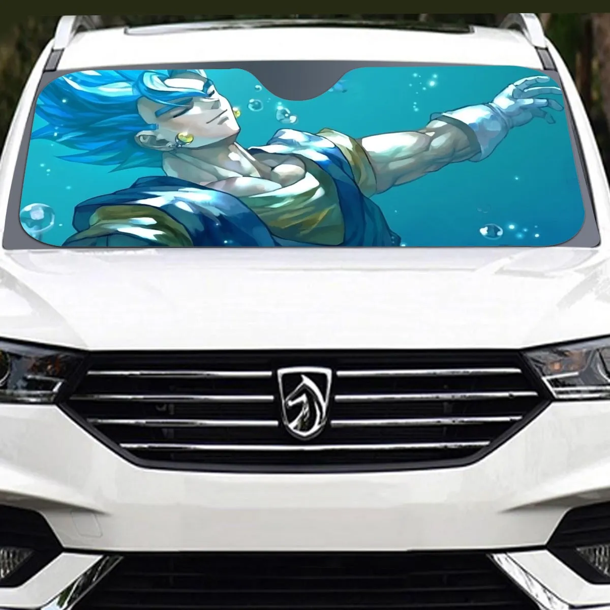 DBZ Relax Gogeta Ocean Blue Saiyan SSGSS Dope Design Windshield Sunshade