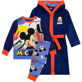 Disney Mickey Mouse Pyjamas And Dressing Gown Set