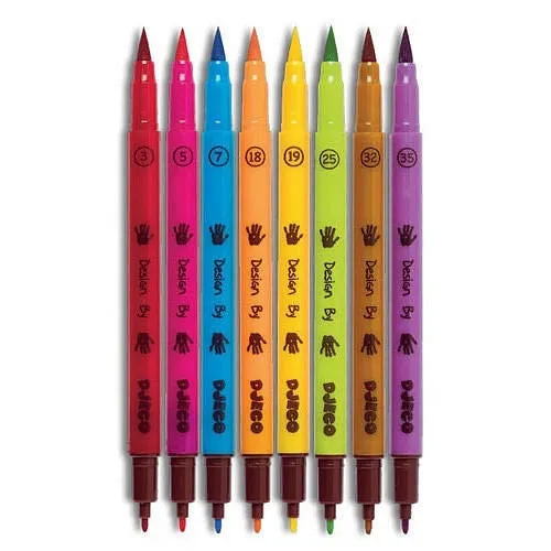 Djeco 10 Felt Tip Colouring Brush Pens - Classic Colours