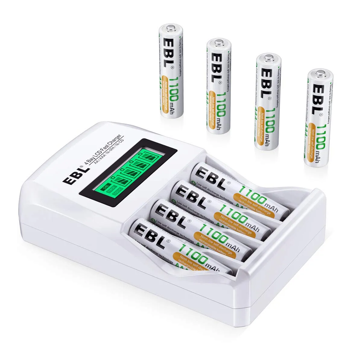 EBL Rechargeable AA AAA Batteries with 907 Individual Battery Charger