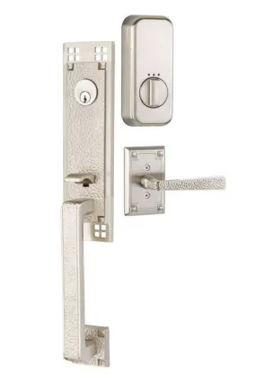 Emtek Single Cylinder Arts & Crafts Handleset EMPowered Motorized Smart Lock Upgrade With Select L-Square Tribeca Lever