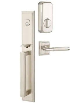 Emtek Single Cylinder Melrose Handleset EMPowered Motorized Smart Lock Upgrade With Argos Lever