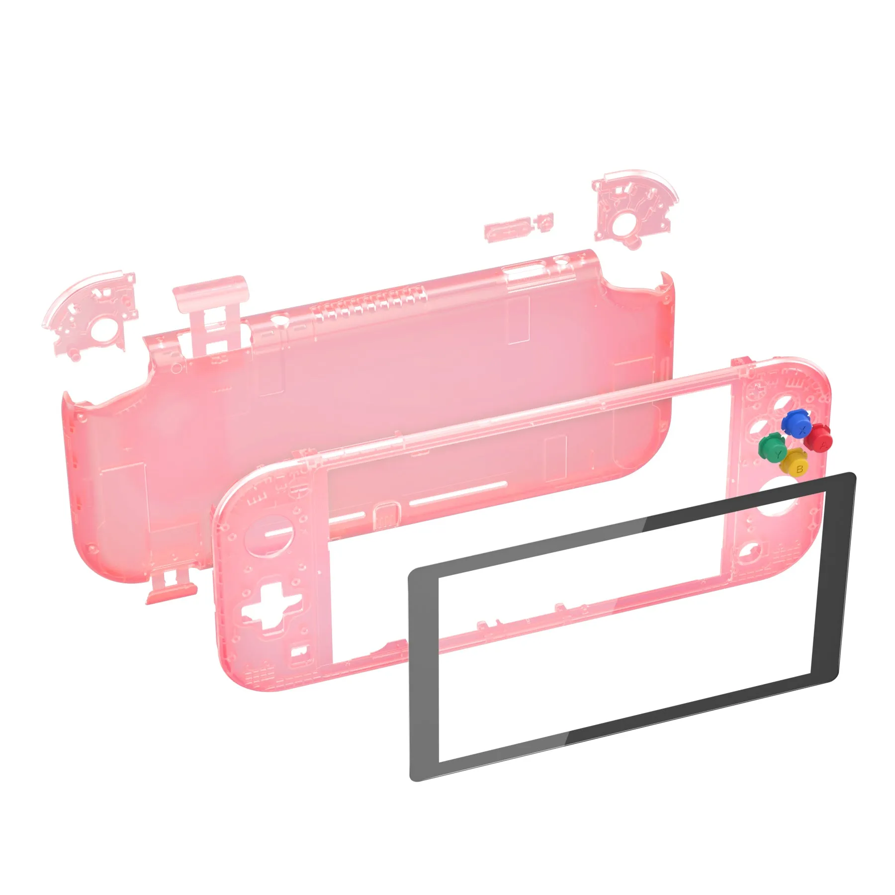 eXtremeRate Cherry Pink DIY Replacement Shell for NS Switch Lite, NSL Handheld Controller Housing w/ Screen Protector, Custom Case Cover for NS Switch Lite - DLM507