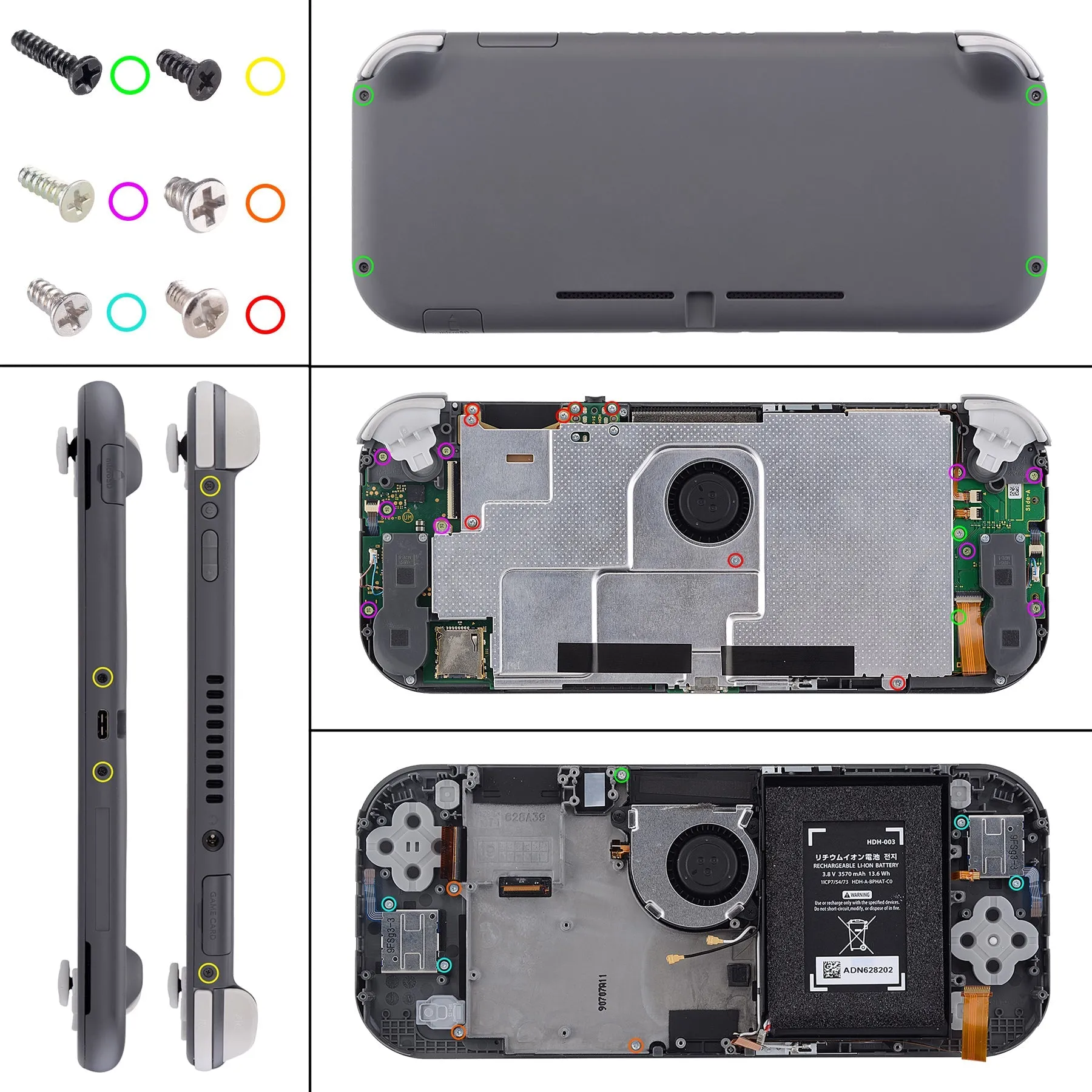 eXtremeRate Clear Black DIY Replacement Shell for NS Switch Lite, NSL Handheld Controller Housing with Screen Protector, Custom Case Cover for NS Switch Lite - DLM509