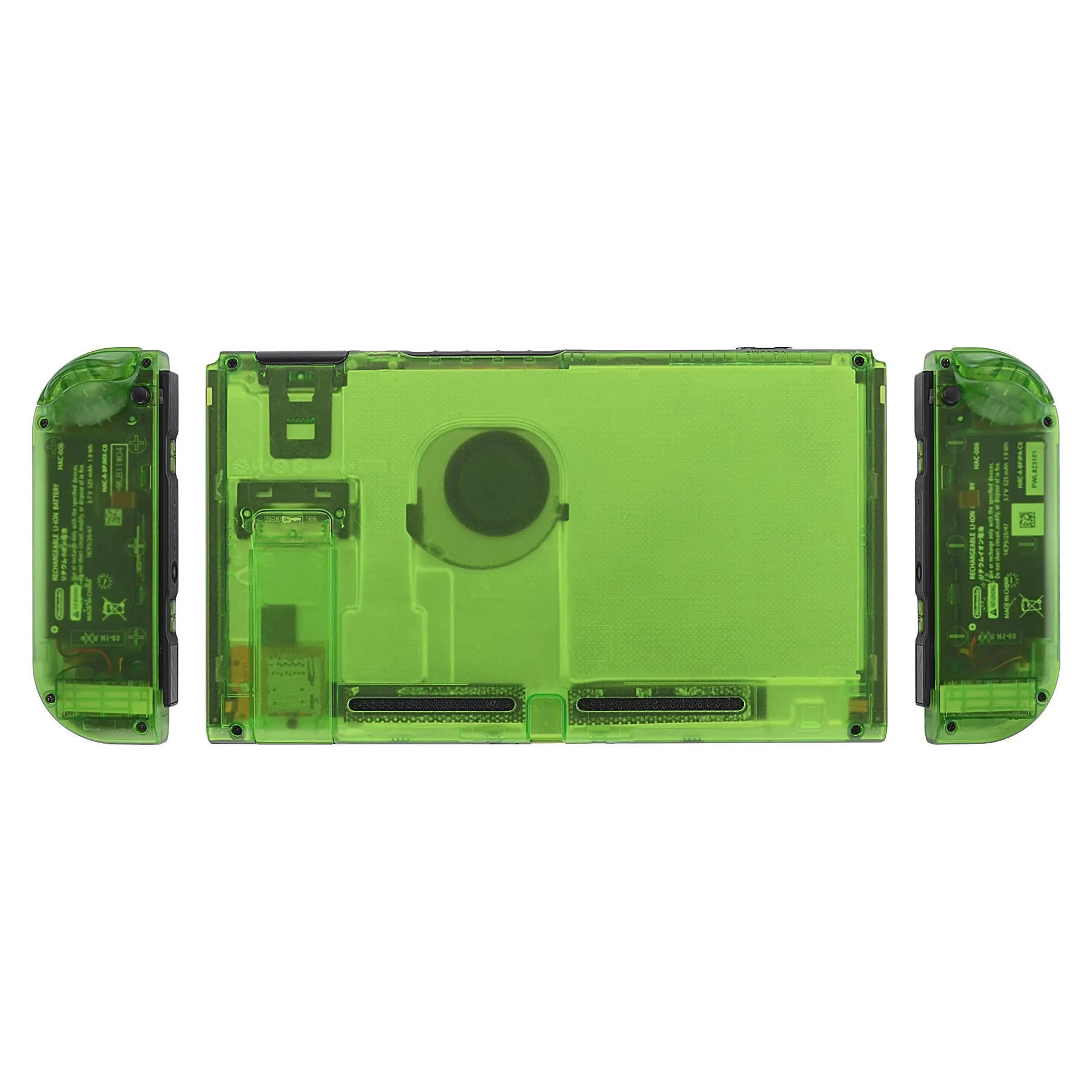 eXtremeRate Transparent Clear Green Back Plate for NS Switch Console, NS Joycon Handheld Controller Housing with Full Set Buttons, DIY Replacement Shell for NS Switch - QM503