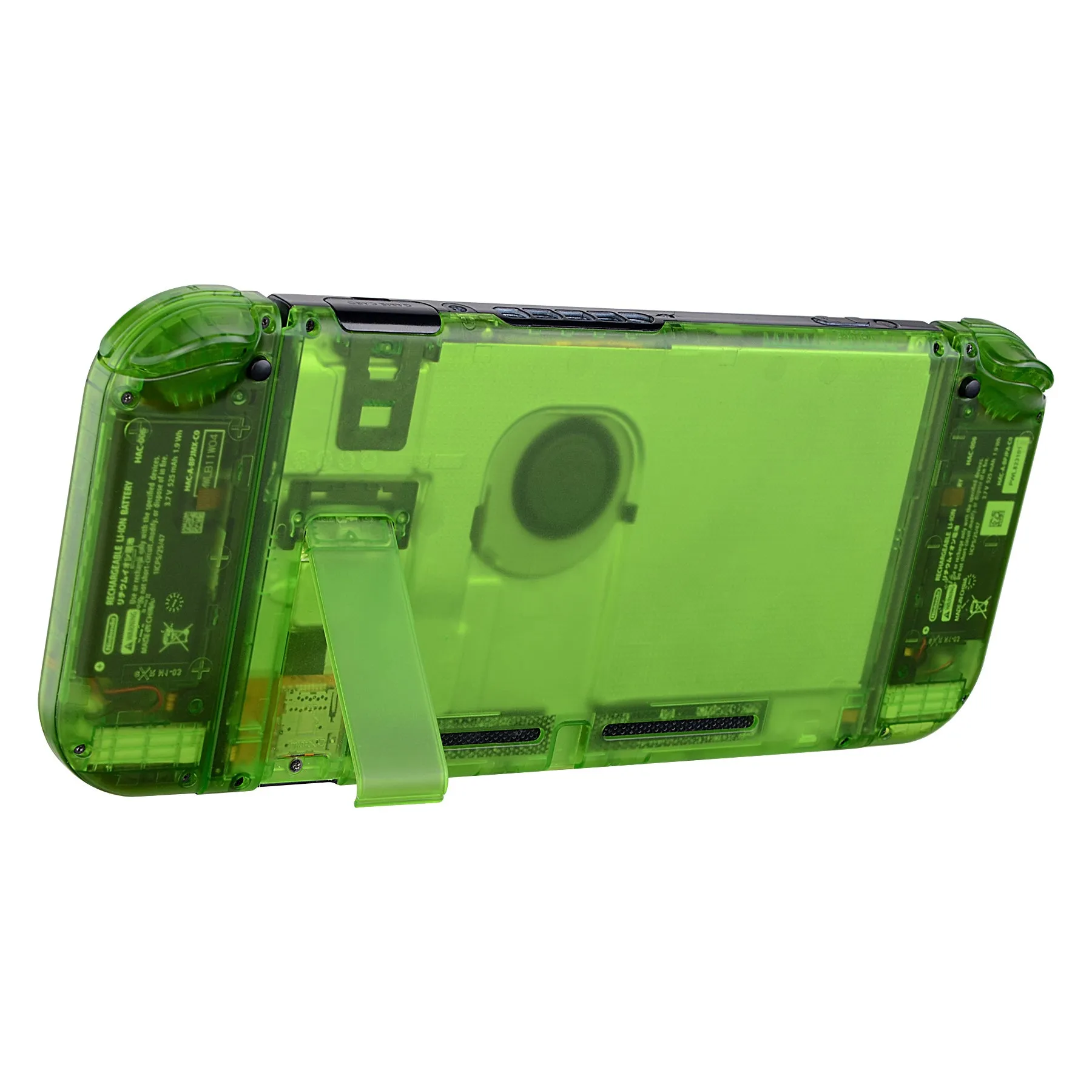 eXtremeRate Transparent Clear Green Back Plate for NS Switch Console, NS Joycon Handheld Controller Housing with Full Set Buttons, DIY Replacement Shell for NS Switch - QM503