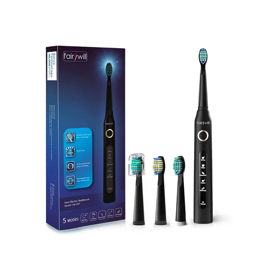 Fairywill Electric Toothbrush With 5 Modes And 4 Brush Heads