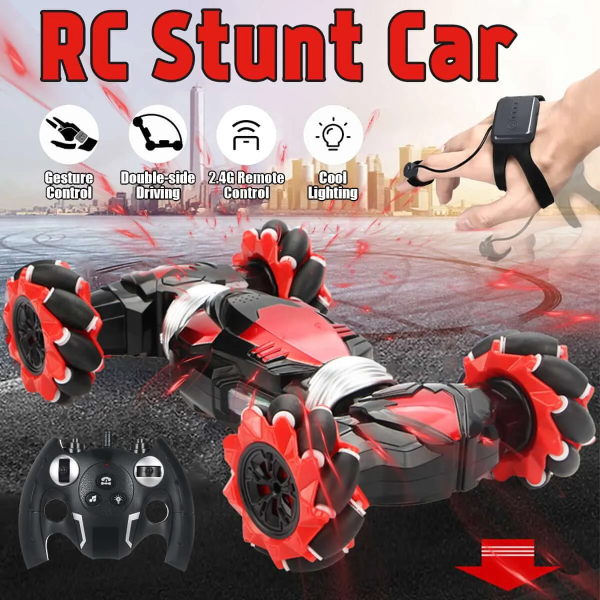 Gesture Sensing RC Stunt Car 360 Rotating Off-Road 4WD Remote Control Car