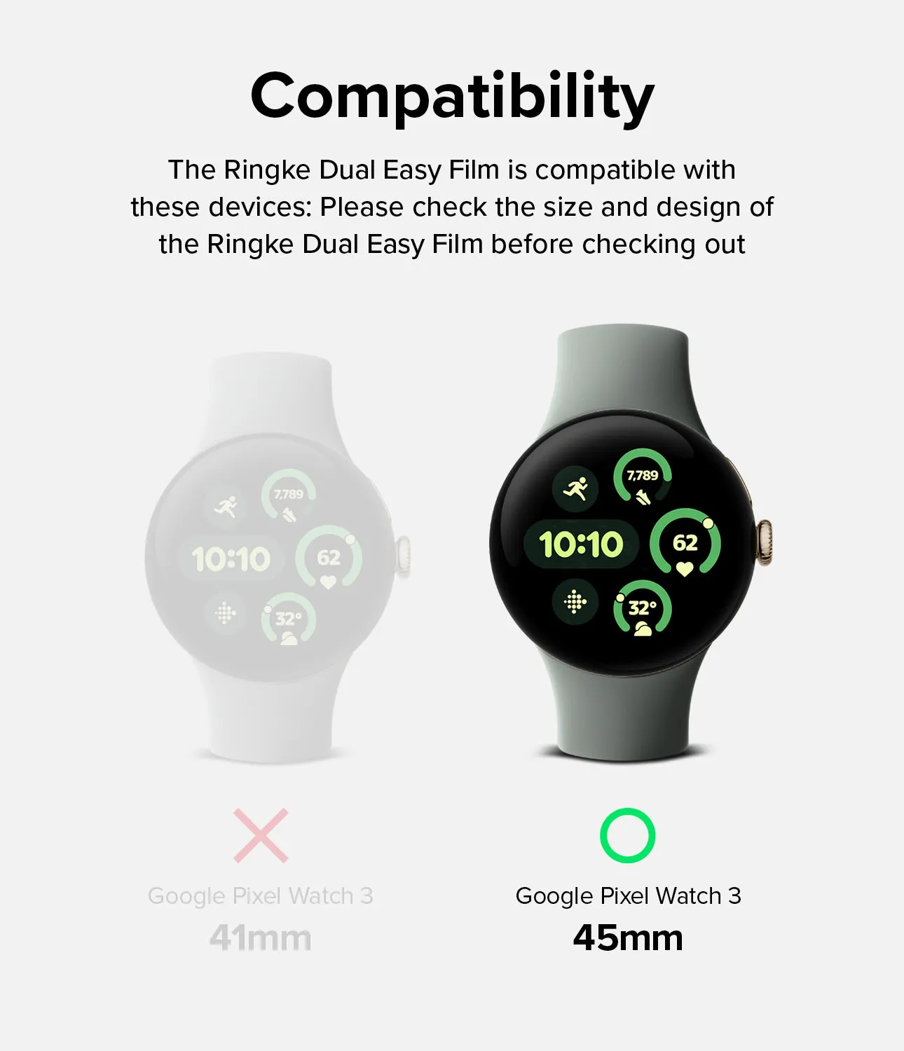 Google Pixel Watch 3 45mm Screen Protector | Dual Easy Film (3P)