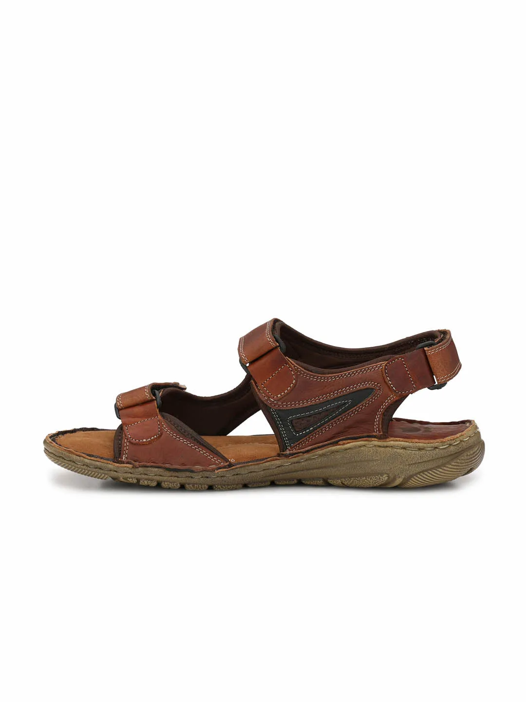 HITZ8501 Men's Tan Leather Casual Velcro Sandals