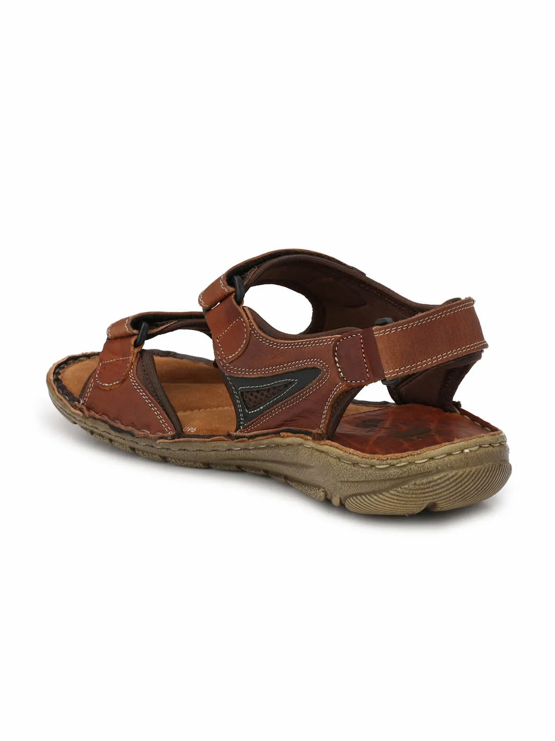 HITZ8501 Men's Tan Leather Casual Velcro Sandals