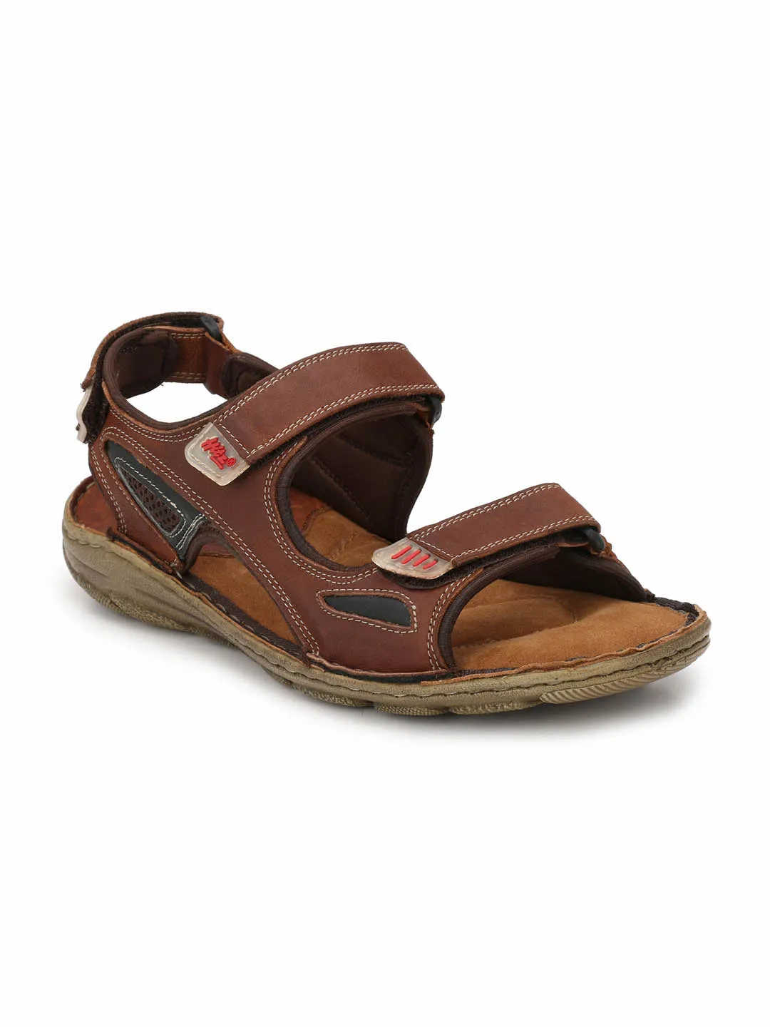 HITZ8501 Men's Tan Leather Casual Velcro Sandals