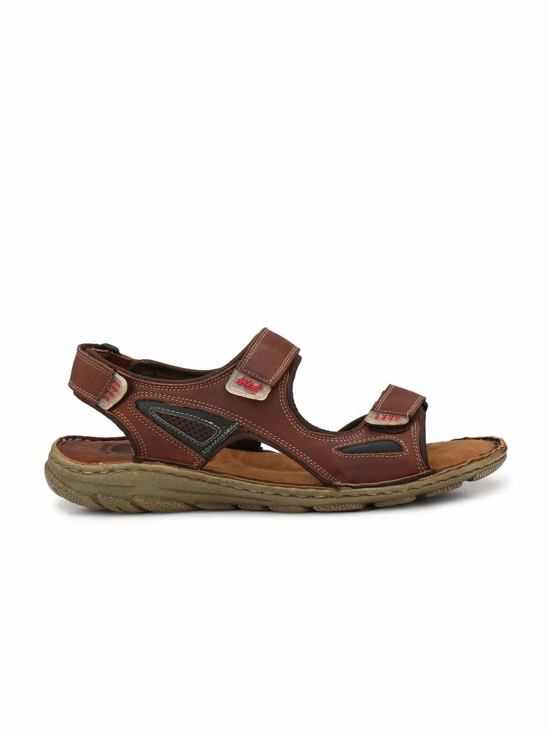 HITZ8501 Men's Tan Leather Casual Velcro Sandals