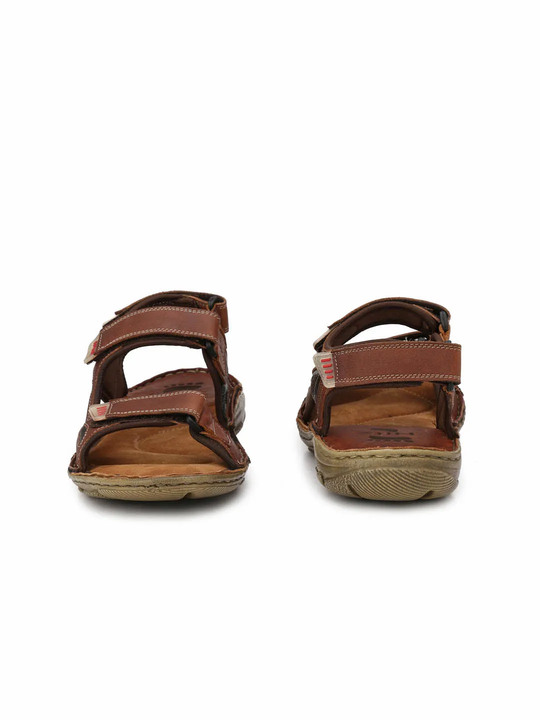 HITZ8501 Men's Tan Leather Casual Velcro Sandals