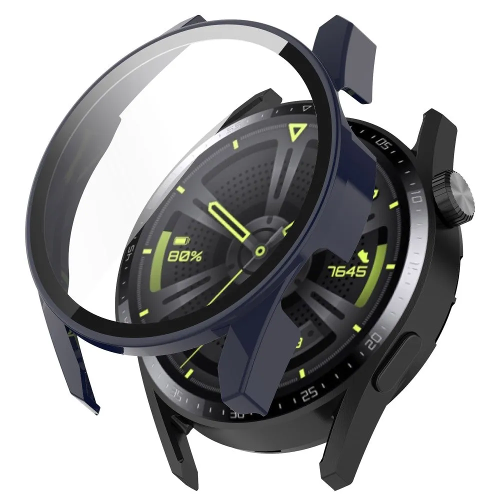 Huawei Watch GT 3 (46mm) TPU frame   tempered glass screen protector - Dark Blue