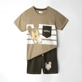 Kids Brown Graphic Soft Cotton Suit