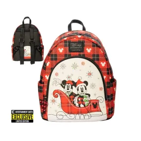 Loungefly Disney Holiday Mickey Mouse and Minnie Mouse Mini-Backpack [EE Exclusive]