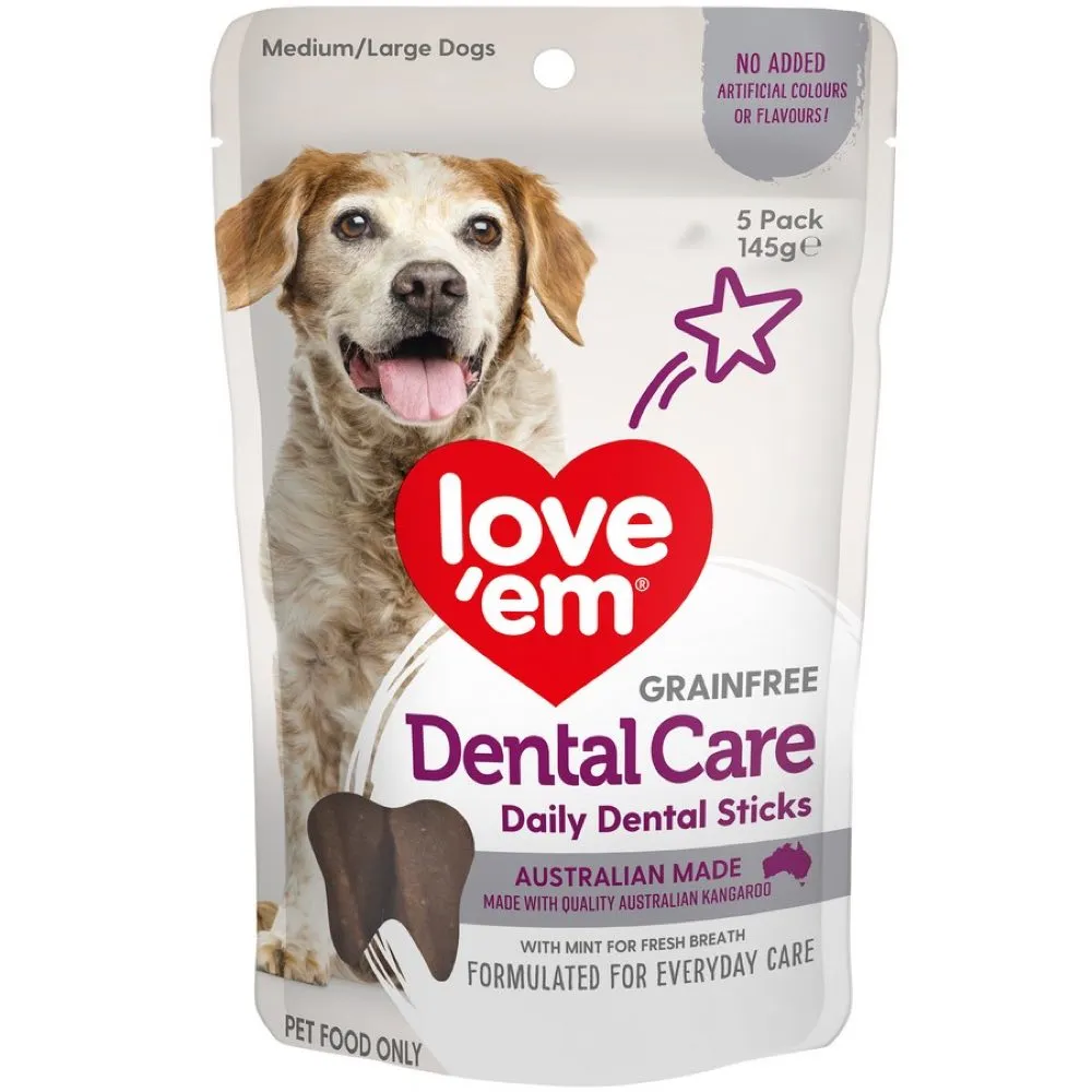 Love'em Dental Care Daily Dental Sticks Grain-Free Dental Dog Treats 145g